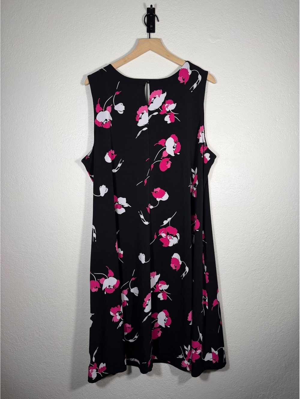 Susan Graver Black Pink Floral Sleeveless A-Line Midi Dress Size 2X - Picture 5 of 6